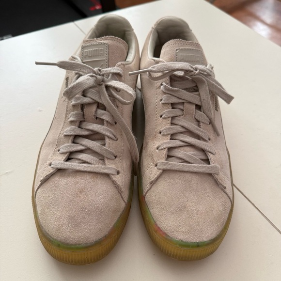 PUMA Suede Classic Sneakers Oatmeal Tan Cream Confetti Gum Sole Tennis Academia - Picture 3 of 7